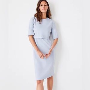 Ann Taylor sheath dress blue overlay